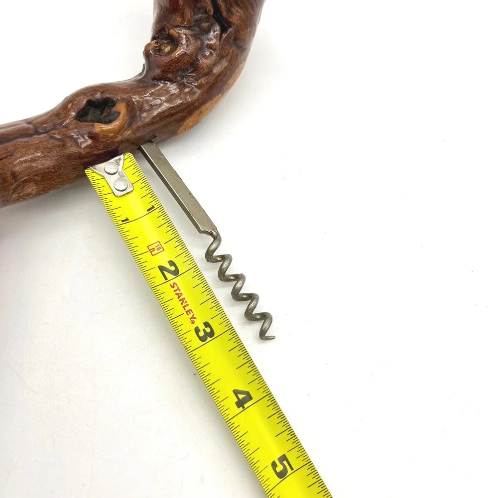 Vintage Handcrafted Gnarled Burl Wood Handle Corkscrew Rustic Wine Bottle Opener